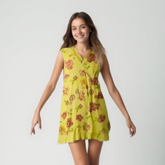 ❤️Fresh produce Floral Yellow Kids Dress L - Picture 1 of 12